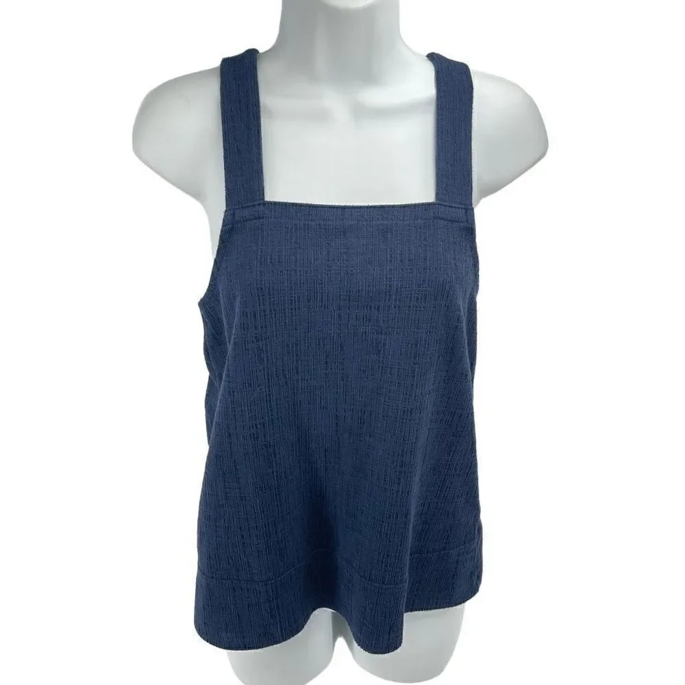 Madewell Womens Tank Top Sleeveless Cross Strap Stretch Square Neck Blue Small